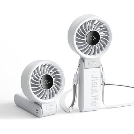 Ventilateur portable puissant avec écran LED, batterie 3600 mAh, réglable à 150°, 5 vitesses, doté d’une lanière pratique — modèle 2024 (1/5)