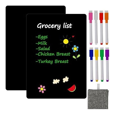 2 x A4 Magnetic Chalkboard for Fridge, 29.7 x 21 cm (1/5)