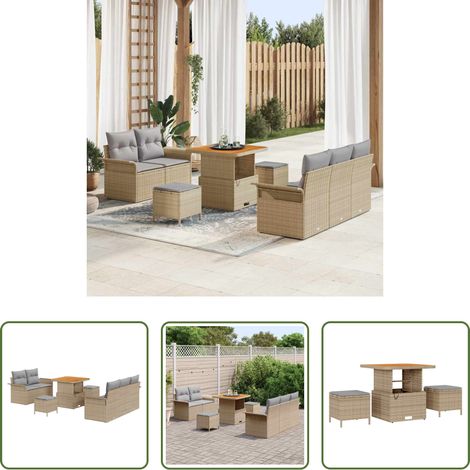 Gartenmöbel -  Garten-Sofa-Set mit Kissen mit Kissen 8 pcs Beige und Hellgrau (1/5)