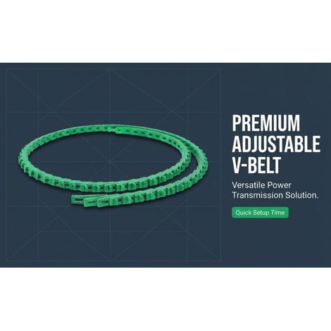 Courroie trapézoïdale Power Twist verte 1,5 m (5 pi), 13 x 1500 mm, avec maillon réglable, remplacement pour tour, perceuse, scie circulaire. (1/5)