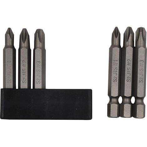 Lot de 6 embouts de tournevis JIS 50 mm avec pointe magnétique, tige hexagonale 1/4, alliage d'acier S2 et bande de rangement à 6 trous, pour motos, voitures, vélos et équipements japonais (1/5)