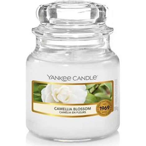 Bougie Yankee Candle en petit pot, motif camélia, 104 g