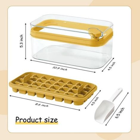 Bac À Glaçons - Silicone Souple - 64 Compartiments - Libération Facile Par Pression - Jaune - 1x1 Pouces - 1 Pièce (1/4)