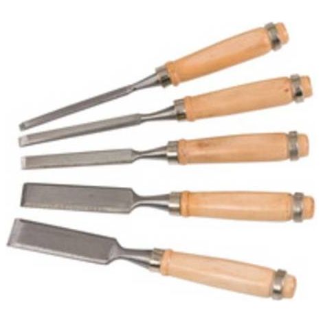 CONF. 5 SCALPELLI P/FALEGNAME MANICO LEGNO
