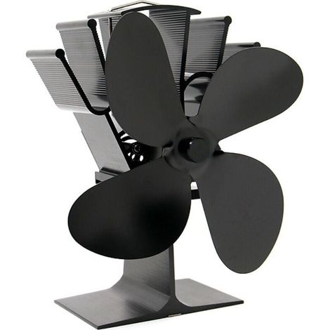 ventilateur poele à bois alimenté par la chaleur 4 lames pour brûleur/bûches/cheminée, 60°C/104° F Départ rapide circulation d'air chaud ultra silencieuse économisant le carburant efficacement (1/2)