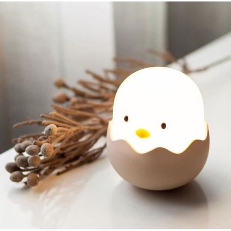 LED Veilleuse de Bébé Lampe de Nuit Rechargeable en Silicone Veilleuse Émotionnelle Veilleuse Poussin pour Enfants Chambre Blanc