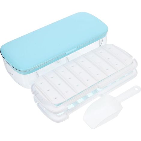 à Glaçons en Plastique Bleu avec Couvercle Silicone Bac Réutilisable (1/5)