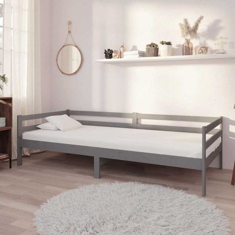 Lit banquette avec matelas 90 x 200 cm en pin massif gris - PANGIVO (1/5)