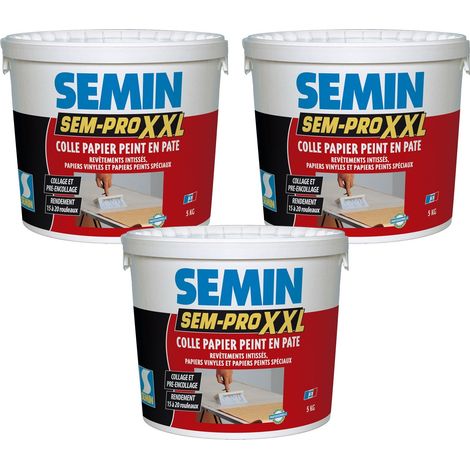 Lot de 3 colles papiers peints en pâte Semin Pro XXL - prêt à l'emploi - pot de 5 kg (1/5)
