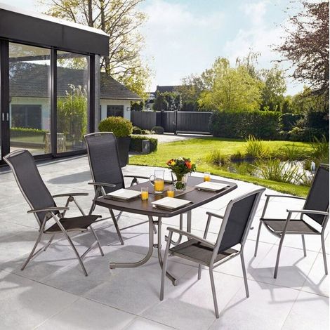 [GEBRAUCHT] B-Ware Gartentisch Vigo Outdoor Tisch Terrassentisch grau pulverbeschichtet 150x90cm (1/2)