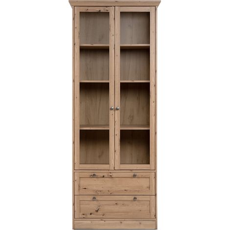Vetrina Timber 52A con 2 ante e 2 cassetti colore rovere anticato (1/5)