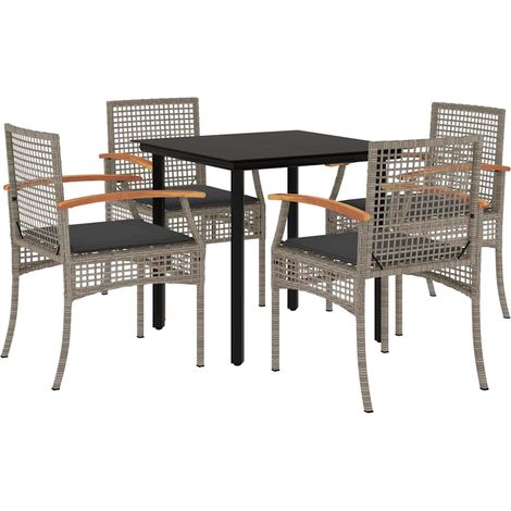 Maison Exclusive - Set comedor de jardín 5 piezas con cojines rat (1/5)
