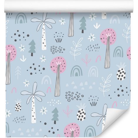 Papel pintado con estampado de jungla colorido de estilo escandinavo para salón y dormitorio, 50x1000 mm. (1/5)