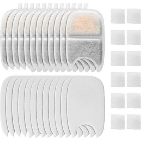 [JAMAIS UTILISÉ] Filtres pour Fontaine, Lot de 12 Filtre Fontaine Eau Chat et 24 Mousses avec Actif pour Fontaine à Eau Chat 4L sans Fil pour FEELNEEDY pour YPD-C004 (1/4)