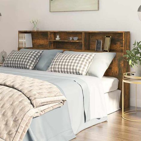 vidaXL Testiera con Contenitore Rovere Fumo 200x19x103,5 cm