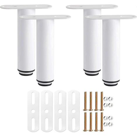 Pieds réglables pour meubles et lits, pieds de support métalliques pour meubles, pieds à lattes centrales rétractables et robustes, adaptés aux armoires et aux canapés, blancs, lot de 4. (1/5)