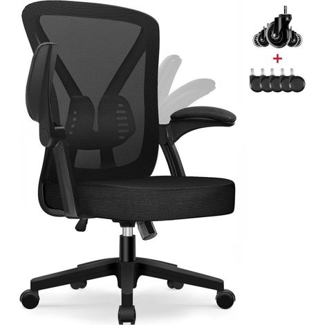 Hinonde Bürostuhl mit Wippfunktion & hochklappbaren Armlehnen, 360° Drehstuhl (1/5)