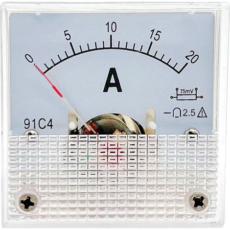 20A Amperemeter Analoges Strom-Panel-Meter DC 0-20A 75mV, 20 Amp 91C4 Gleichstrom-Zeiger-Amperemeter, Ampere-Tester-Messgerät (1/5)