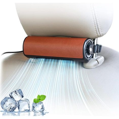 Ventilador para asiento de coche (marrón), ventilador USB ajustable para asiento de coche, apto para todo tipo de camiones y asientos de oficina (1/5)