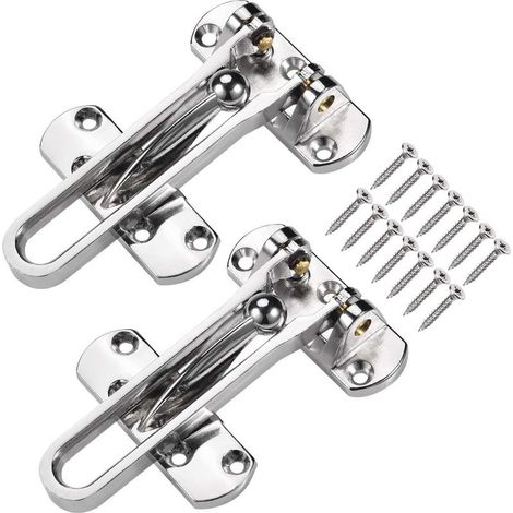 acks Barre d'Oscillation Restricteur de Porte Inoxydable, Restricteur de Chaîne de Porte de Sécurité, Serrure à Chaîne de Porte avec Boulon, Garde de Porte, pour Maison, Appartement, Hôtel (1/5)