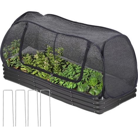 Cloche de protection pop-up pour fruits et légumes, filet anti-insectes et anti-oiseaux, voile fleur potager, Composition : 1155045, Couleur : noir (1/5)