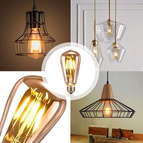 Vintage E27 Glühbirne, Ultrixe 5er-Pack Edison LED Glühbirne E27 ST64 Retro Dekorative Edison Glühbirne Antike Vintage Lampe 2200K 8W Warmweißes Glühfaden für Restaurant Café Bar Glühlampen (1/5)
