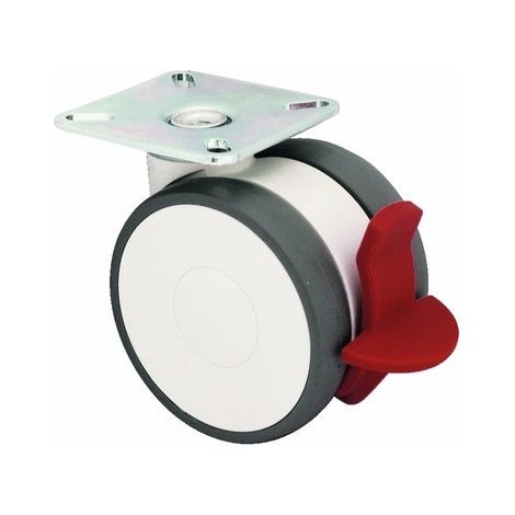Roulette pivotante à blocage polyamide fixation à platine type 5925 UAP. Ø 75 mm. charge 80 kg - TENTE SAS