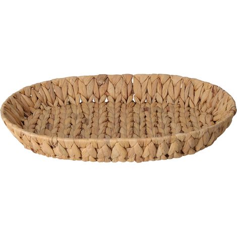 Panier ovale tressé 32 x 40 x 6 cm Beige naturel (1/2)