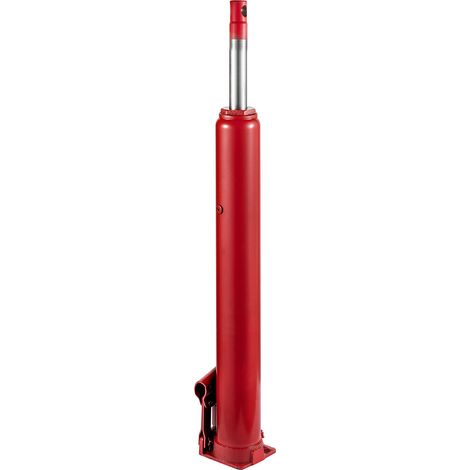 Cric Hydraulique Long Ram 4T, Pompe à Piston Simple, Base Plate, Manuel avec Poignée, pour Chariot/Grue d'Atelier, Rouge (1/5)