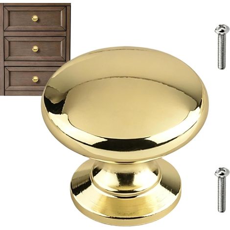 Bouton de meuble en laiton non verni, style classique vintage, élégant et non verni Boutons pour meubles de tiroir, commode, coiffeuse, armoire, coffre, bureau, table de chevet, cuisine, salle de bai (1/5)