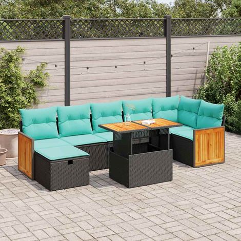 vidaXL Salon de jardin avec coussins 8 pcs gris résine tressée acacia (1/5)