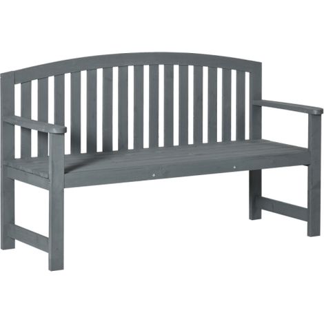 Banc de jardin 2 places en bois, résistant aux intempéries, avec dossier, charge maximale 240 kg, 143 x 51 x 85 cm, gris (1/5)