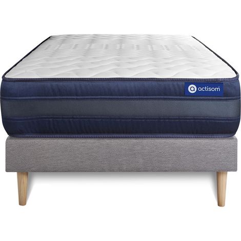 Ensemble matelas ACTIMEMO TECH 90x190 Mémoire de forme Maxi épaisseur 5zones de confort + sommier KIT gris (1/5)