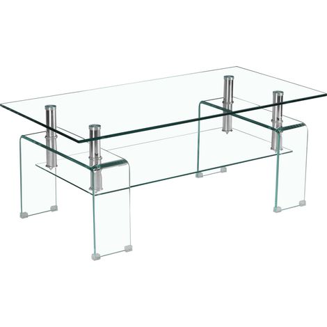 Mesa de centro de vidrio templado transparente con estructura metálica 100 x 55 x 45 cm HOMVRA (1/5)