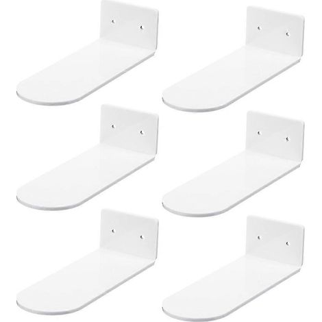 Lot de 6 étagères à chaussures flottantes, présentoirs muraux en acrylique blanc pour chaussures, pour exposer des chaussures de collection.