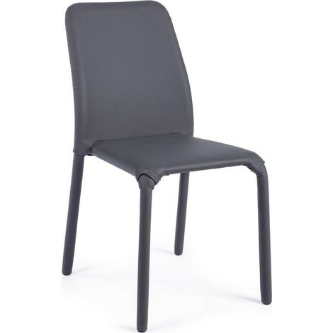 Sedia "Pathos" con struttura e gambe in acciaio, per arredo interno 42 x 61 x h 85,5 cm -Confezione da 1 pezzo (1/5)