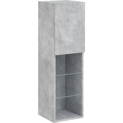 Mobile TV multimediale scaffale per televisione televisore buffet sala da pranzo soggiorno camera da letto con luci a LED 30,5 x 30 x 102 cm grigio 020026585