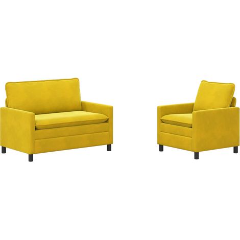 Ensemble de Canapés 2 pcs Jaune Velours vidaXL (1/5)