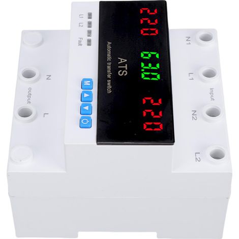 Interrupteur de transfert automatique et manuel 63A, priorité L1, montage sur rail DIN, écran LED, 50/60Hz pour alimentation de secours générateur (1/5)