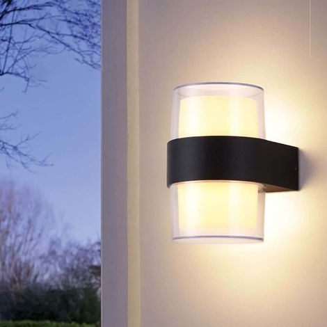 Applique Murale Extérieure Moderne IP65 pour Jardin Balcon Porche Salle de Bain Entrepôt LED Lumière Chaude Facile à 2pcs Aluminium (1/5)