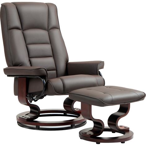 Fauteuil relax pivotant avec repose-pied DWAYNE chocolat (1/5)