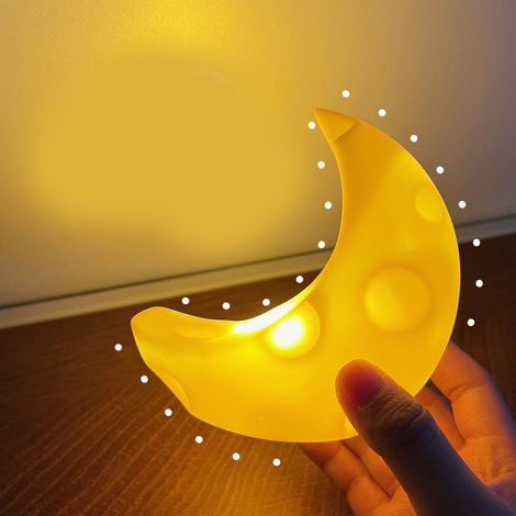 Veilleuse Lune Dessin Animé LED Chaud Interrupteur à Un Bouton Lampe de Nuit Fromage Mignonne pour Adolescents Garçons (1/5)