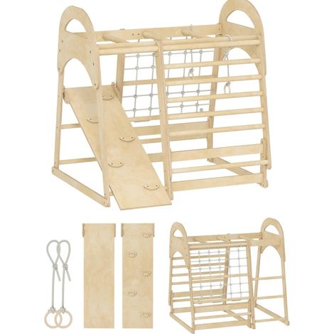 Estructura de motricidad interior 6 en 1 para niños 3-6 años, madera, 108 x 120 x 126 cm OKMYHOME (1/5)