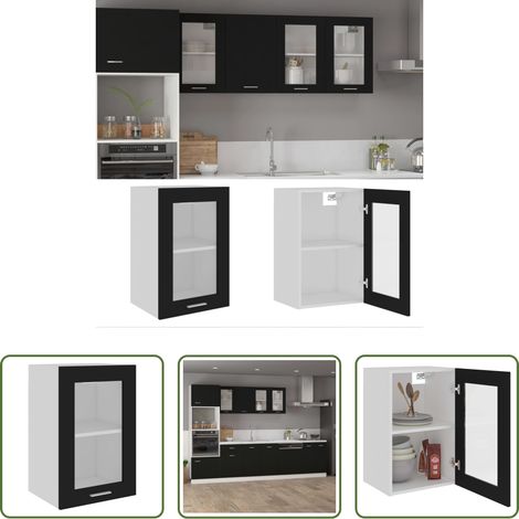 vidaXL Schrank für Küche - Hängeglasschrank Lyon Schwarz 40x31x60 cm Holzwerkstoff (1/5)