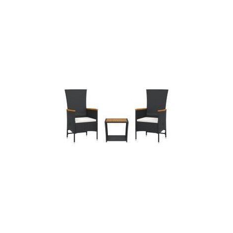 Ensemble à manger de jardin avec coussins 3 pcs Noir (1/5)