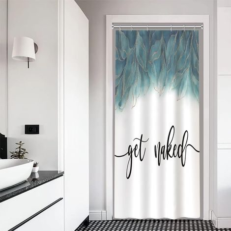 Élégant Rideau de Douche imperméable Bleu et Or à Motifs Floraux Tissu Polyester Blanc dégradé au Style Minimaliste Moderne Décoration de Salle de Bain résistante à la moisissure 90x180cm (1/5)