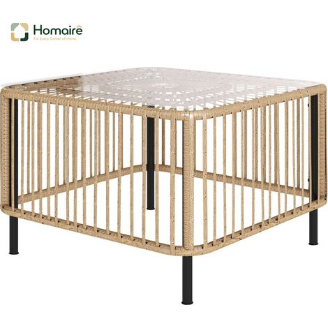 HOMAIRE Table de jardin en polyrattan avec plateau en verre, extérieure, terrasse, balcon (1/5)