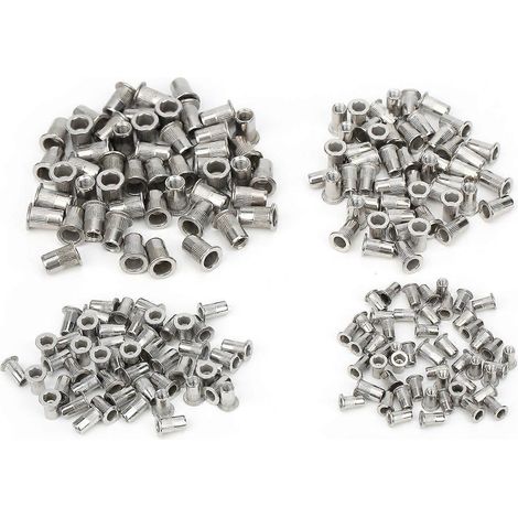 200-teiliges Set aus Edelstahl-Nietmuttern und -Einsätzen (M3, M4, M5, M6) – Zubehör