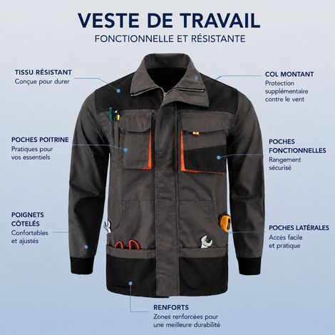 Veste de travail multi-poches résistante pour atelier - Kaki - Taille XXXL xxxl réf 0564 1 kg – Livraison gratuite