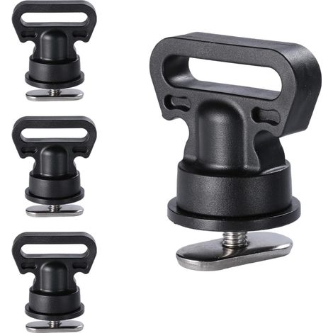 Kayak Track Mount Tie Downs, Track Mount Vertical Tie Down Points pour le chariot de kayak, refroidisseur, boîte à batterie, caisse de pêche, 4 paquets